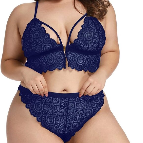 Women Plus Size Underwear Sexy Back Cross Bra Lace - Picture 1 of 5